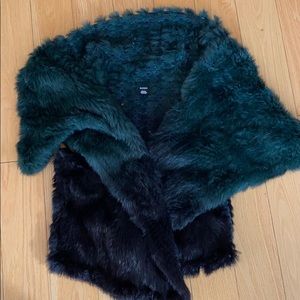 Beautiful dark green ombré rabbit fur vest
